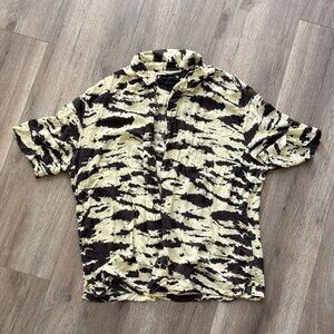 All Saints Black and Cream Casual Shirt